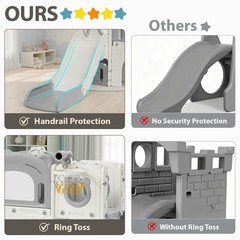 10 in 1 Toddler Slide Set w/ Drawing Board, Climber, Basketball Hoop, Telescope
