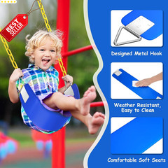 Swing Seat 30in Blue Metal Triangle Ring 250lb Outdoor Yard Kids Adults – US