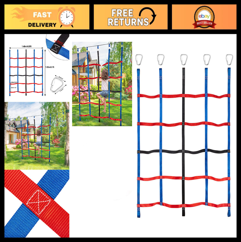 Kids Climbing Net for Outdoor Play, Cargo Net Playground Accessories, Jungle Gym