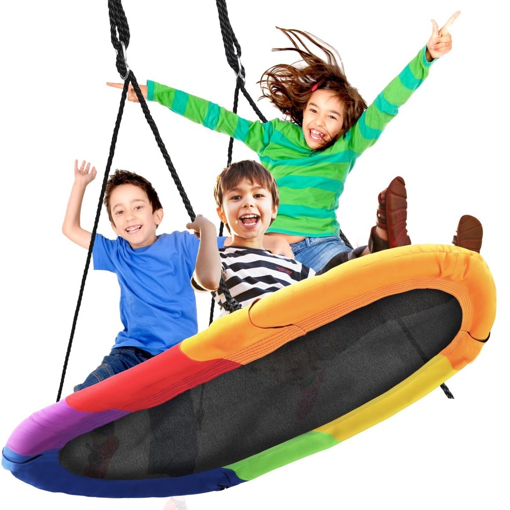 Serenelife Heavy-Duty Oval Swing -Sturdy & Durable, Indoor/Outdoor Use (Rainbow)