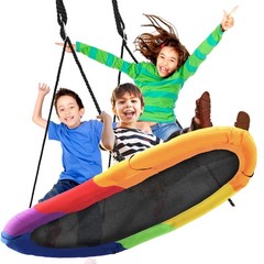Serenelife Heavy-Duty Oval Swing -Sturdy & Durable, Indoor/Outdoor Use (Rainbow)