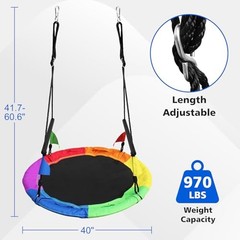 40 Inch Saucer Tree Swing for Kids Adults – 900Lb Weight Capacity, Rainbowcolor