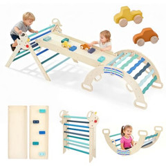 9 in 1 Wooden Indoor Climbing Set Toddler Montessori Climber Arch Ramp Ladder Fo