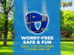 SWING SET STUFF HIGHBACK 1/2 BUCKET SEAT BLUE WITH CHAINS AND HOOKS outside 0046