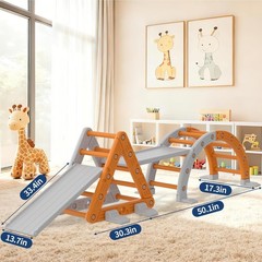 9-in-1 Montessori Pikler Triangle Set with Cushion, Ramp, Arch & Ladder