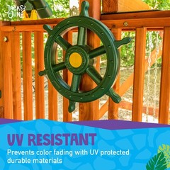 Yellow and Green Captain Ship Wheel Swing Set Accessory for Any Playset