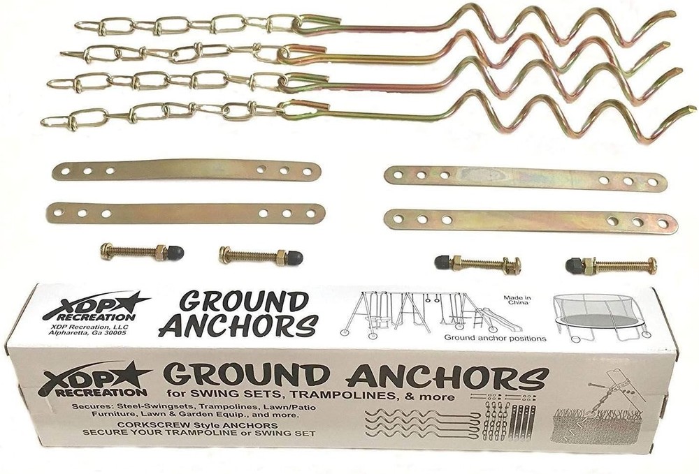 Metal Ground Anchor Kit – 4pcs Auger-Style 12 3/4″ ea All Hardware Included Easy