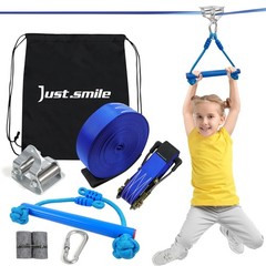 Kids Zipline Kit with 60ft Slackline, Stainless Steel Pulley Slider & Swing Seat