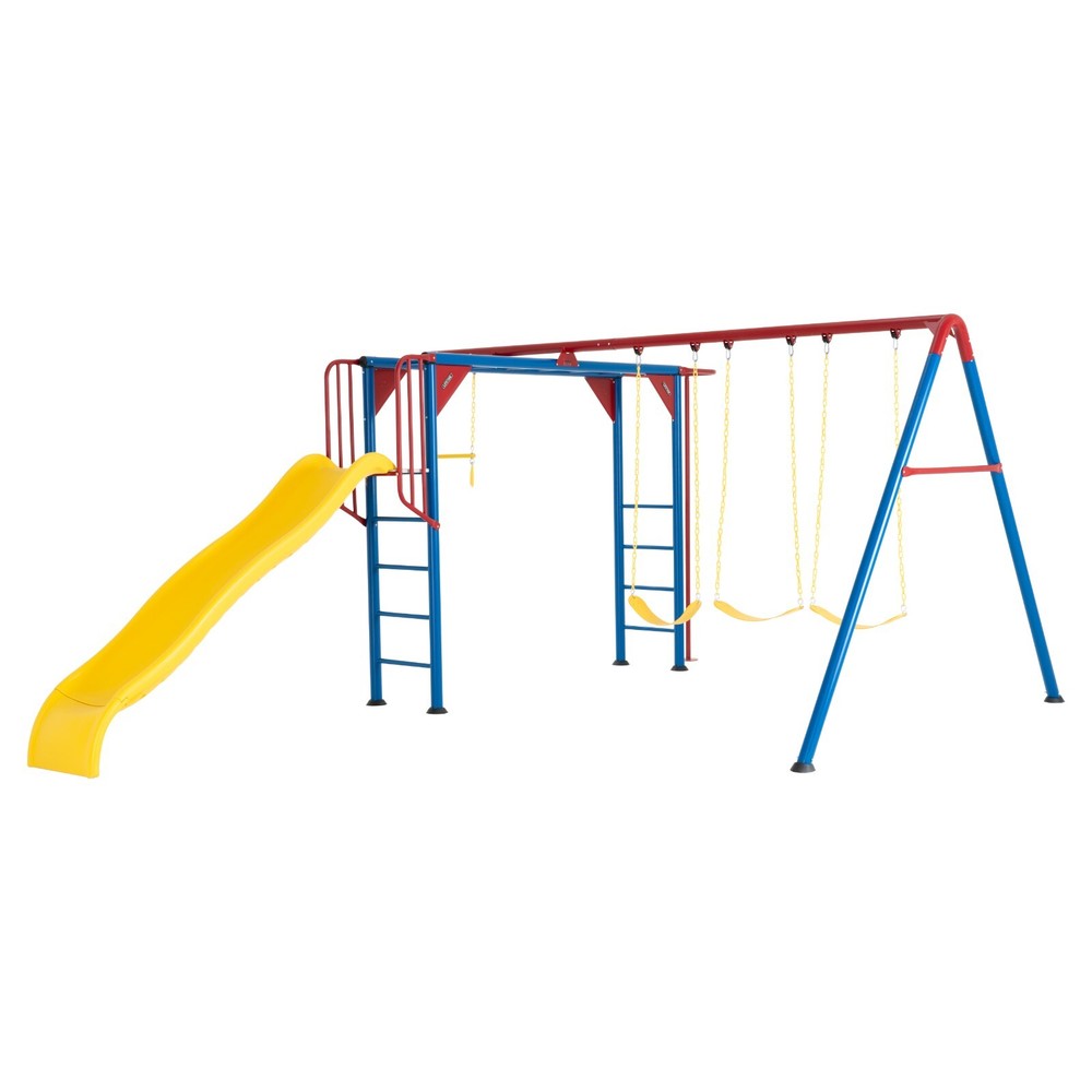 Lifetime 91022 Monkey Bar Adventure Swing Set Red Yellow Blue Outdoor Playground
