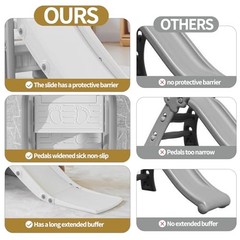 3 in 1 Toddler Large Play Climber Slide PlaySet with Extra Long Slipping Gray