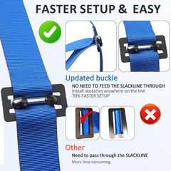 Ninja Warrior Obstacle Course for Kids – 2*56FT Slackline Kit with 8 Obstacles |