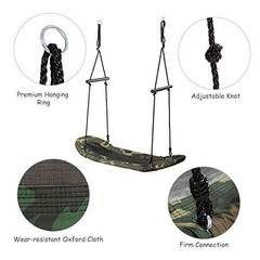Skycurve Platform Tree Swing, Surfing Rectangle Swing with Handles, Camo Green
