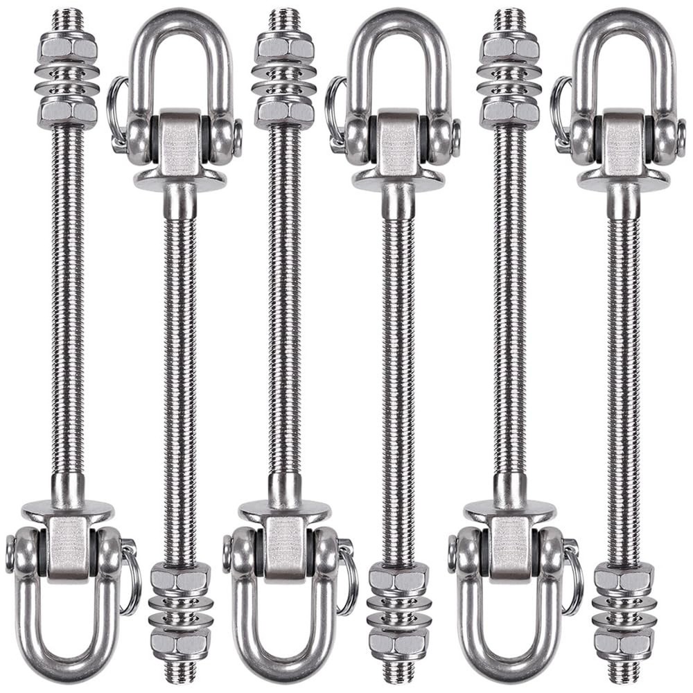 SELEWARE Set of 6 Swing Hanger, Swing Bolts M10 x 9.3″, Stainless Steel Heavy…