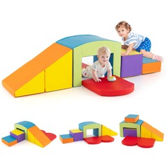 6 PCS Multi-color Climb and Crawl Activity Playset w/Tunnel Slide Stairs & Ramp
