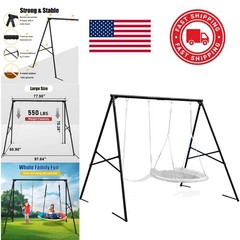 Heavy Duty A Frame Swing Stand for Two Swings 70 Inch High Black Powder Coated