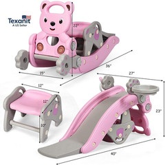 5 in 1 Toddler Slide Rocking Toy, Slide for Kids with Detachable Stool, Basketba
