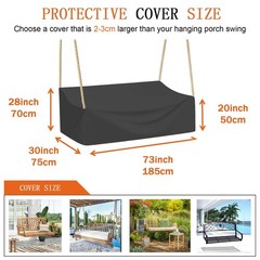 73in Hanging Porch Swing Cover Waterproof,Outdoor Porch Swing Cover for Patio…