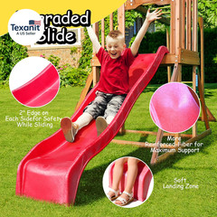 Wooden Swing Sets for Backyard, Kids Outdoor Playground Set with Monkey Bars, Wa