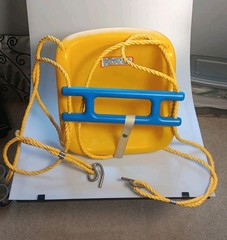 Little Tikes Vintage Toddler Swing Yellow Blue Safety Belt Outdoor RARE HTF EXC