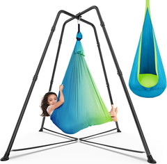 Swing Stand with Sensory Swing, Swing Frame with Pod Swing, X-Shaped Swing Set,
