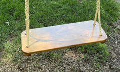Handcrafted Wood Tree Swing /Handspliced Rope at Seat comes with 12′ per side