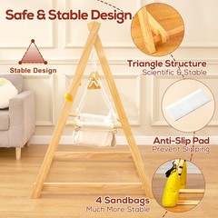 Wooden Swing Set for Toddlers 6-36 Months, Foldable Baby Swing Set with Durable