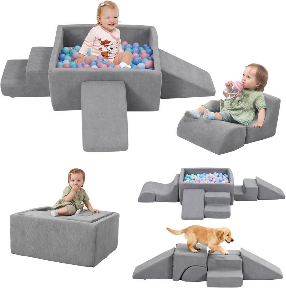 Baby Climbing Blocks with Ball Pit, 6-Piece Foam Climb & Crawl Play Set for Todd