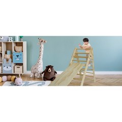 Fionafurn Pikler Triangle Ladder Foldable 2-in-1 Ramp Slide Natural Wood