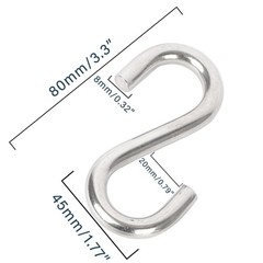 2 Pcs Heavy Duty S Hooks 3.3 Inch – 304 Stainless Steel Hammock Hooks 557 lbs…