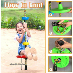 Backyard Kids Tree Swing Single Disc Rope Climbing Seat Indoor Outdoor Playgroun