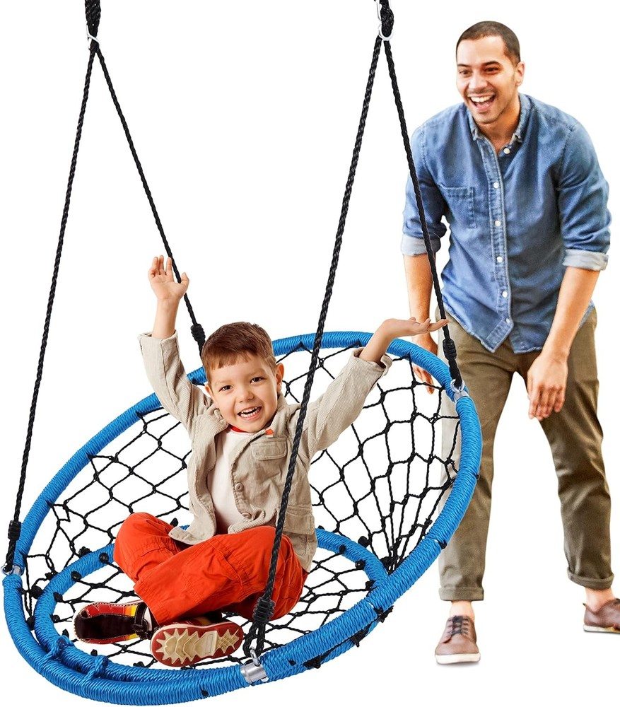 SereneLife Hanging Netted Seat Swing – 35.5″ Inch Kids Indoor Outdoor Yard Round