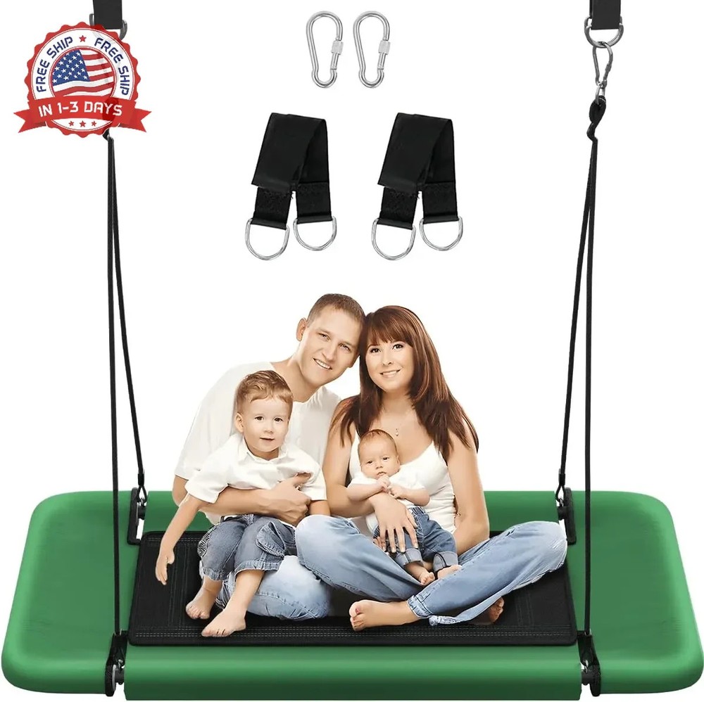 60″ Retangular Tree Swing for Kids & Adults, Adjustable Platform Swing with Hang
