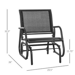Mesh & Steel Glider Chair Set 264lb Capacity Outdoor Rocking Black