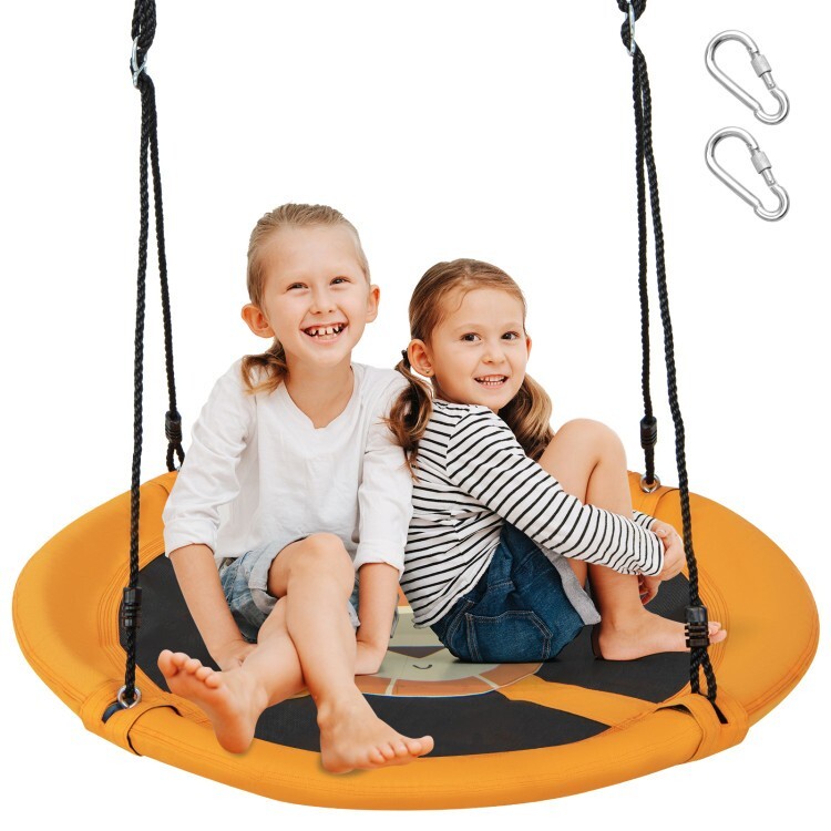 40″ Outdoor Round Saucer Tree Swing WaterProof w/Adjustable Ropes & Carabiners