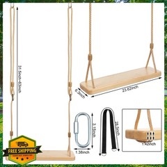 Hollowfly Vivid Style Wood Tree Swing Adjustable Rope