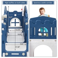8 in 1 Toddler Slide Kids Climber Playset Indoor Outdoor Slide Playset Blue