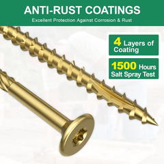 Deck Screws 3 Inch Wood Screws 100 Pcs, #9 X 3 Rust Resistant Construction Torx