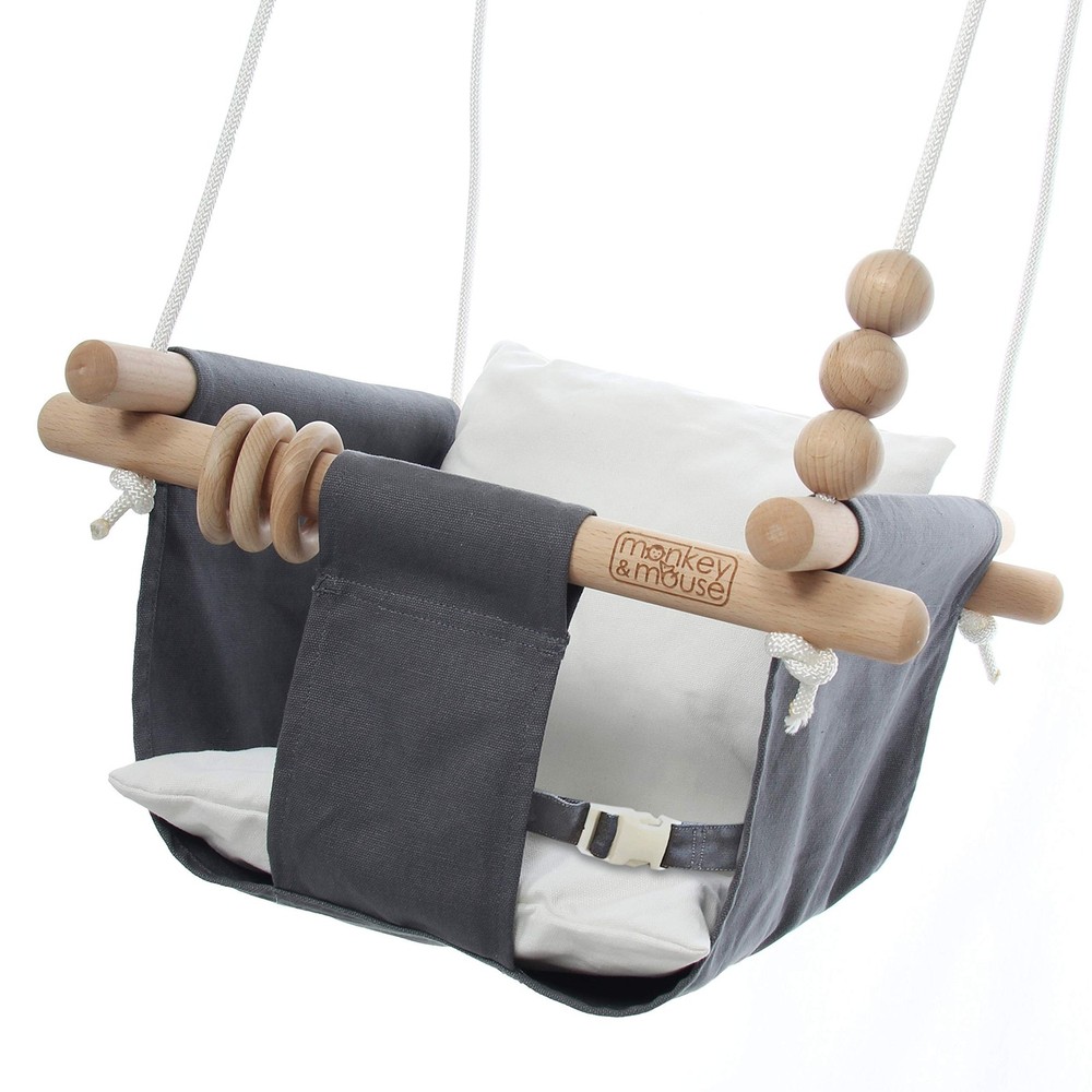 Monkey & Mouse Baby Swing, Grey White Indoor Outdoor Portable and