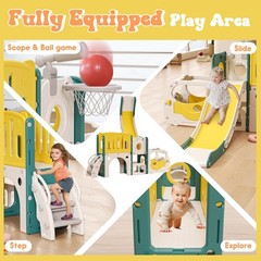 Toddler Slide Kids Slide Playset for Babies Bus Themed Toddler Playground with