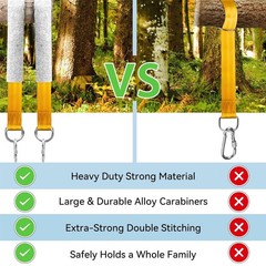 2 Pack 5FT Tree Swing Hanging Straps Kit, 2000 LBS,Gold | Comes with Safety S…