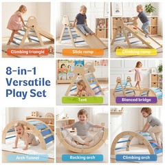 8-in-1 Wooden Climbing Set for Toddlers with Cushion, Foldable Montessori Ind…