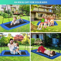 60″ Kids Giant Tree Rectangle Swing 700 lbs w/ Adjustable Hanging Ropes Blue