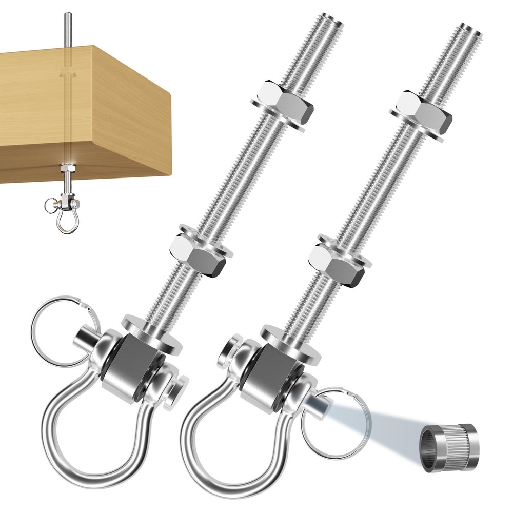 Swing Hangers with Bearing, 2 Pcs M10 × 7″ Stainless Steel Swing Hooks for Wo…