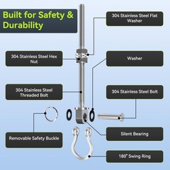 Swing Hangers with Bearings, 4 Pack M10 x 180 mm Stainless Steel Swing Hardwa…