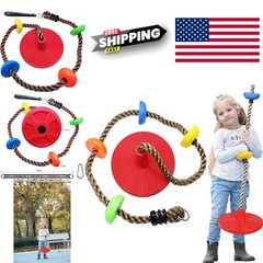 Kid Safe Swing Set with Strong Rope and Disc Seat for Outdoor Adventures