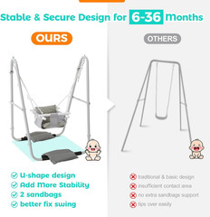Baby Swing Set for Toddlers 6-36 Months Foldable Portable Indoor Outdoor Heavy