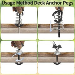 12 PCS Black Deck Anchors with Carabiners, Aluminium Tent Tie Downs with Spri…