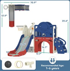 8 in 1 Toddler Slide Set for Kids Ages 1-6 Indoor Outdoor Playground