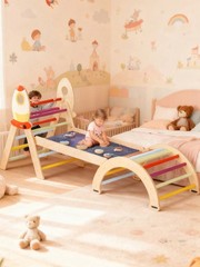 Land Pikler Triangle Set, Pickler Climbing Set Foldable Wooden Climbing Toy Gift