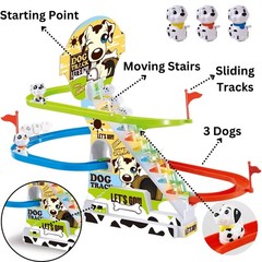 Dalmatian Racer Climbing Stairs Slide Toy – Spotty Dog Race Track Puppy Chasi…